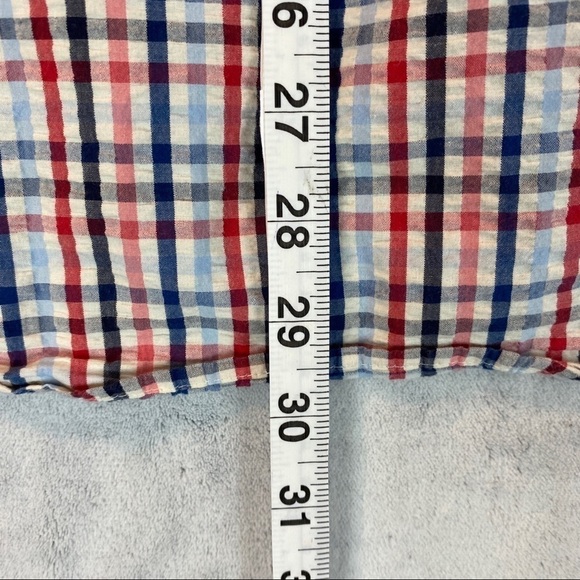 Tommy Hilfiger Shirt Mens Large Short Sleeve Button Down Seersucker Custom Fit - Picture 6 of 11